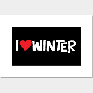 I Heart Winter Illustrated Text with a heart Posters and Art